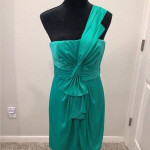 BCBG MaxAzria Size 10 Vibrant Teal One-Shoulder Dress